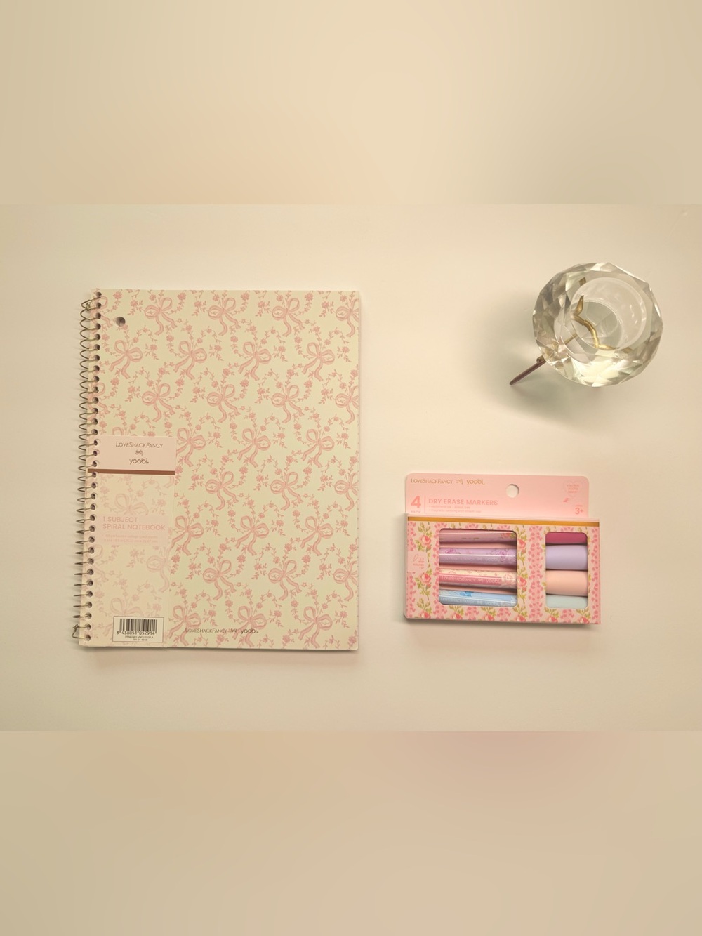 💐 Love Shack Fancy Bow-Floral Spiral Notebook and Dry Erase Markers Bundle